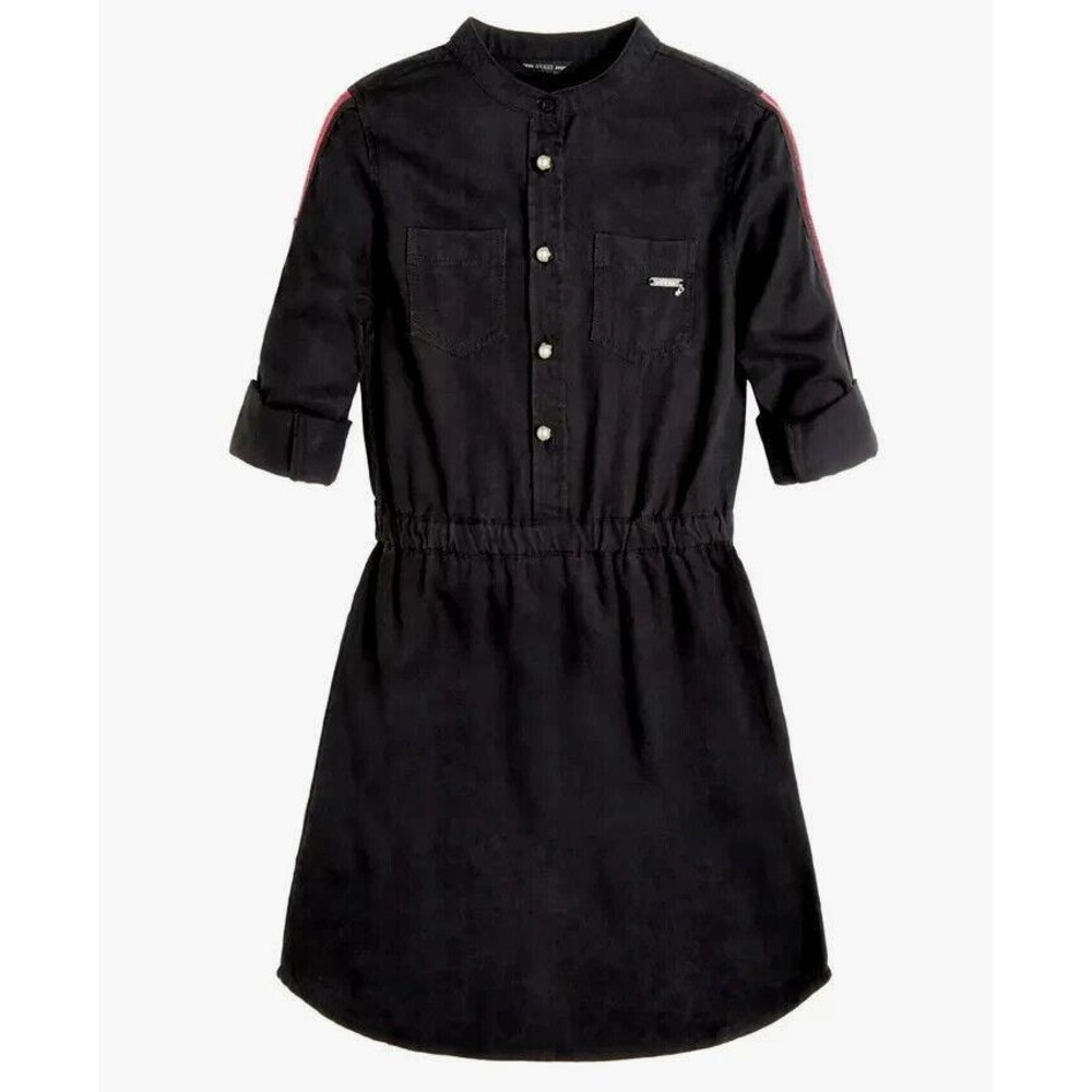 GUESS Girls Soft Woven Tencel Shirt Dress Black / red Size 8